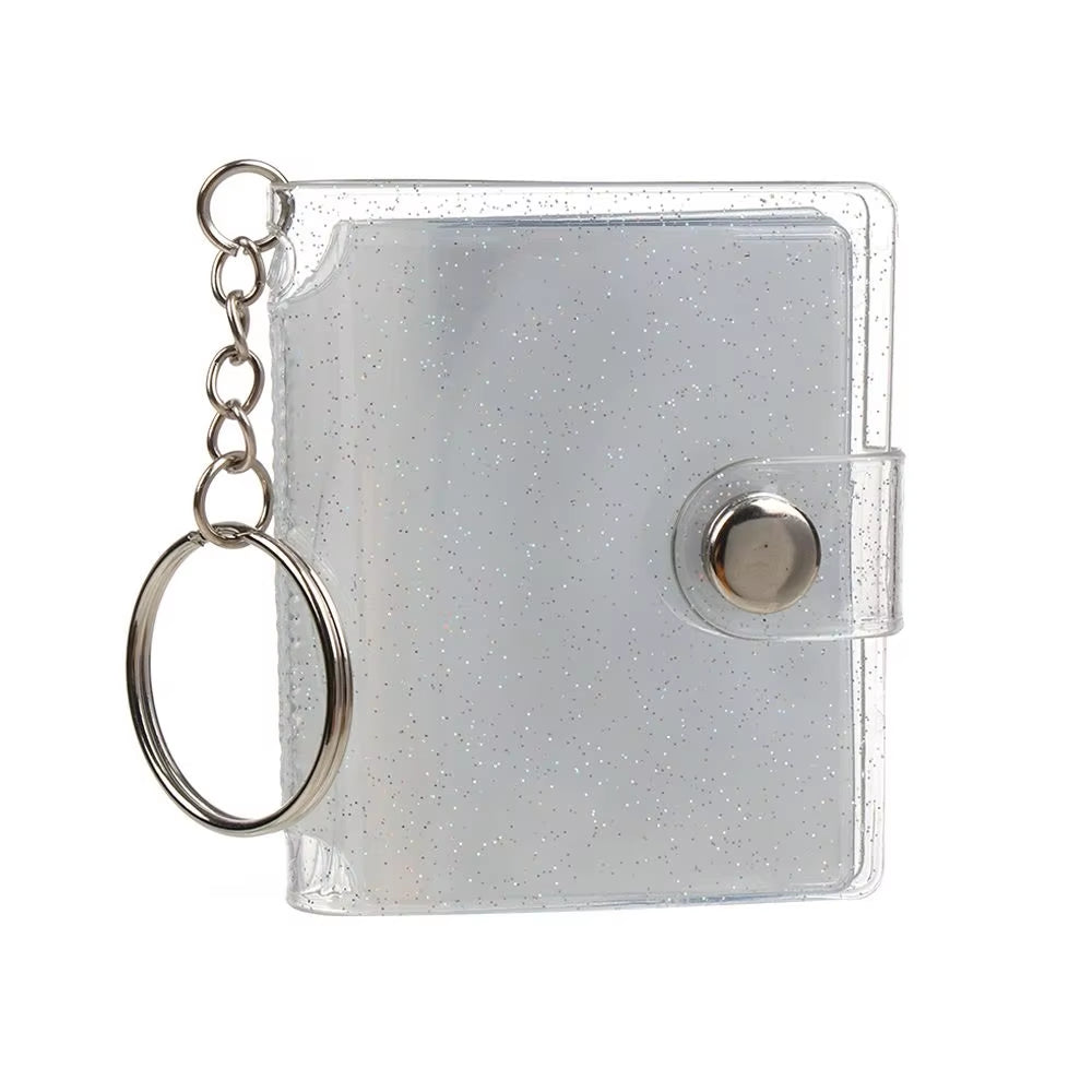 New 1/2-Inch Holder Pockets Photo Transparent DIY Mini Photo Album Keychain Portable Certificate Photo Storage Portable Key Ring