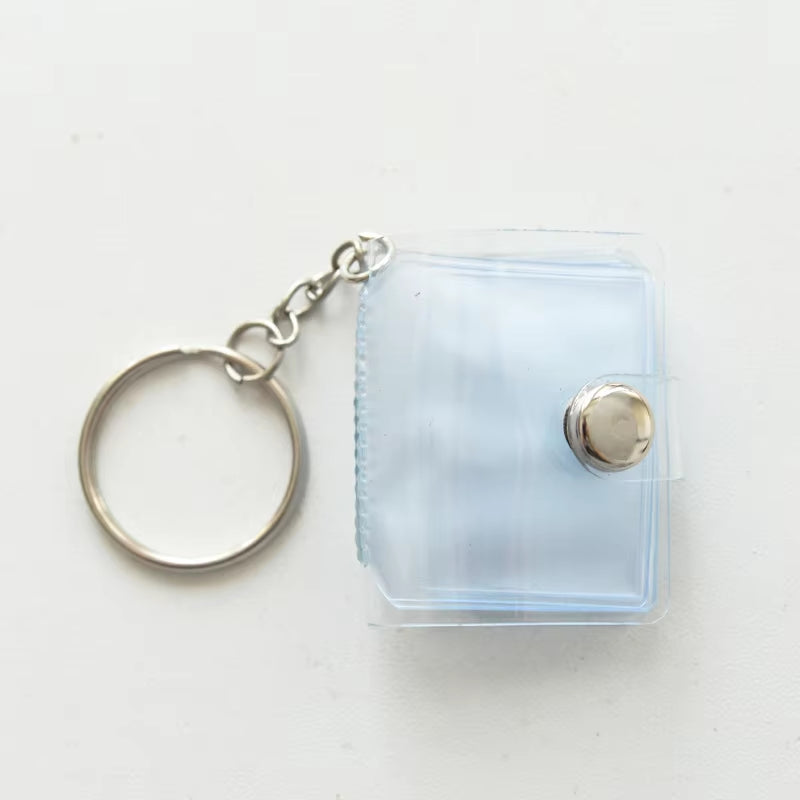 New 1/2-Inch Holder Pockets Photo Transparent DIY Mini Photo Album Keychain Portable Certificate Photo Storage Portable Key Ring