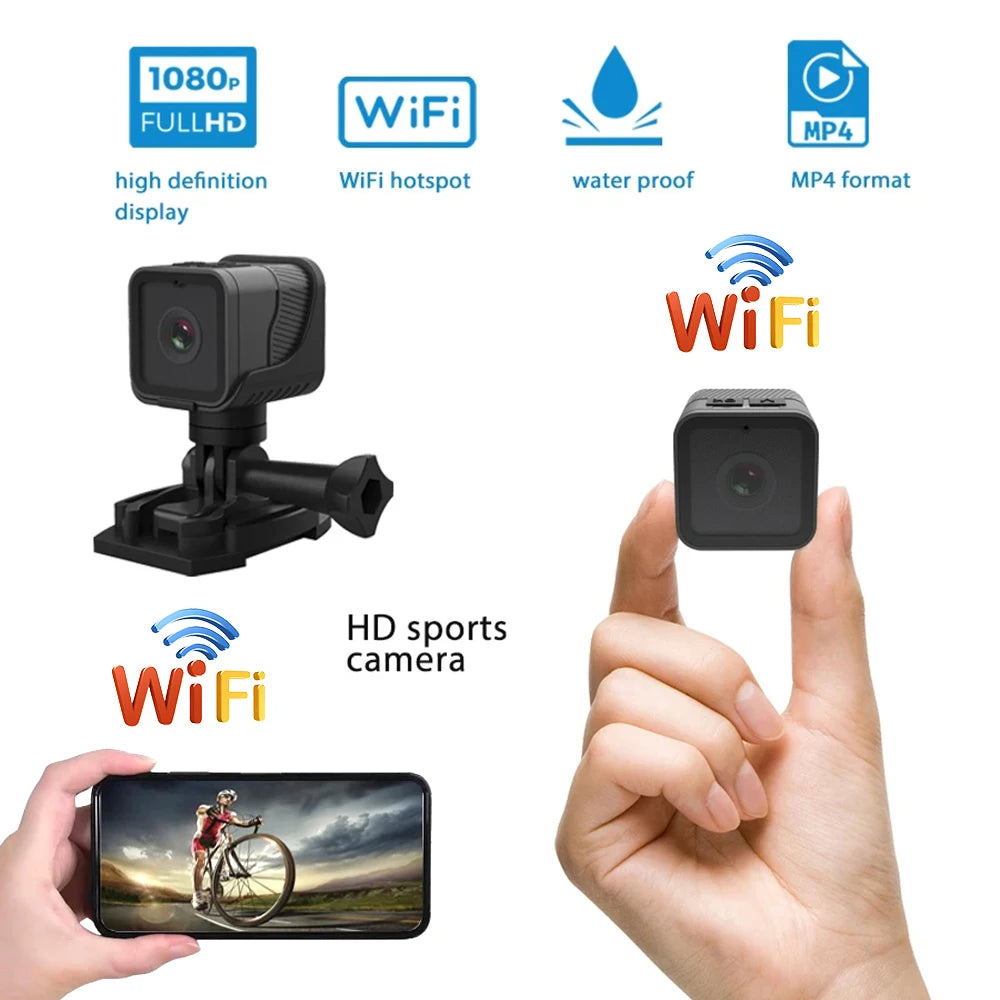 1080P HD Mini Camera Outdoor Waterproof Sports Camera Portable Car Mini DV Camera Motorcycle and Bike Driving Recorder