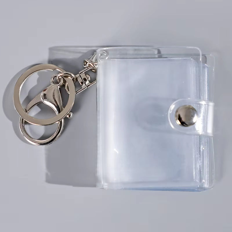 New 1/2-Inch Holder Pockets Photo Transparent DIY Mini Photo Album Keychain Portable Certificate Photo Storage Portable Key Ring
