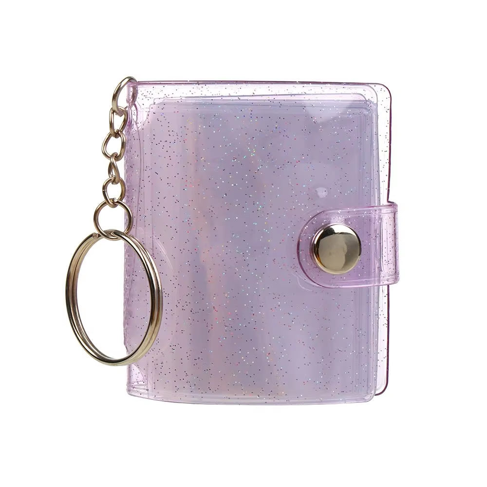 New 1/2-Inch Holder Pockets Photo Transparent DIY Mini Photo Album Keychain Portable Certificate Photo Storage Portable Key Ring