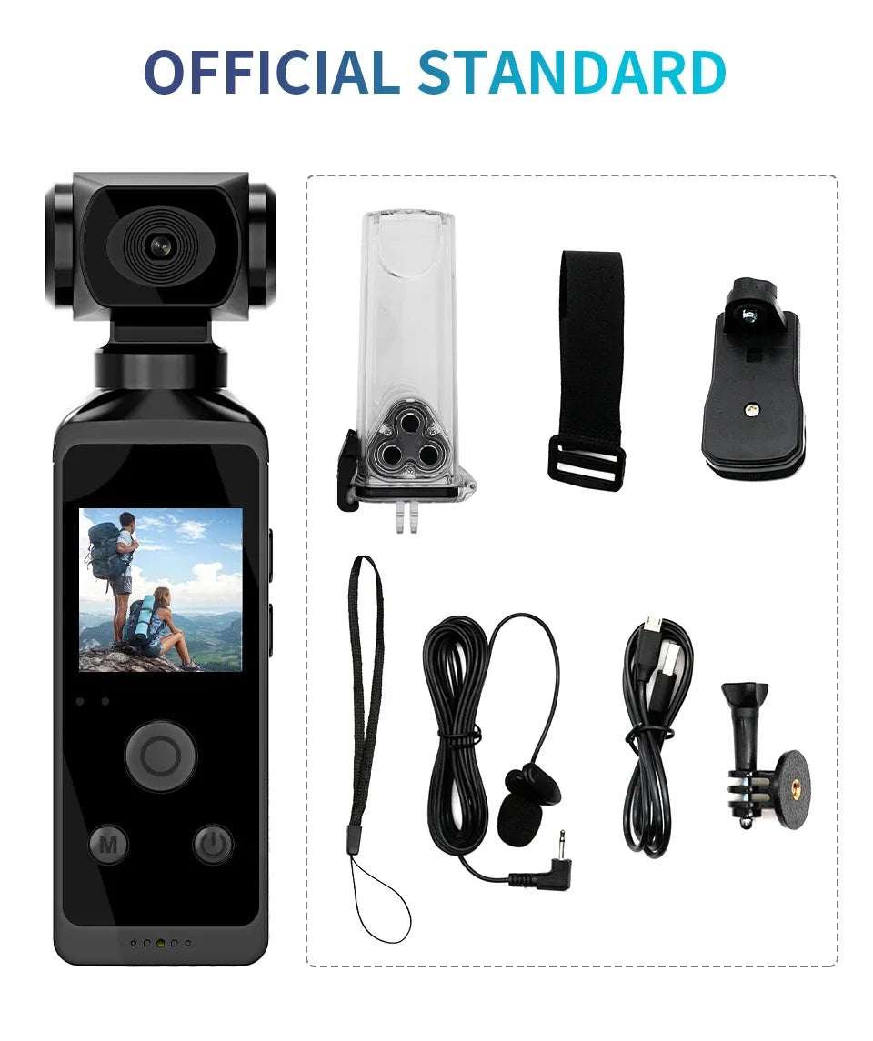 New 4K 1080P Pocket Camcorder HD Cam 1.3" LCD Screen 270° Rotatable Wifi Mini Sports Camera with Waterproof Case Motion Cameras