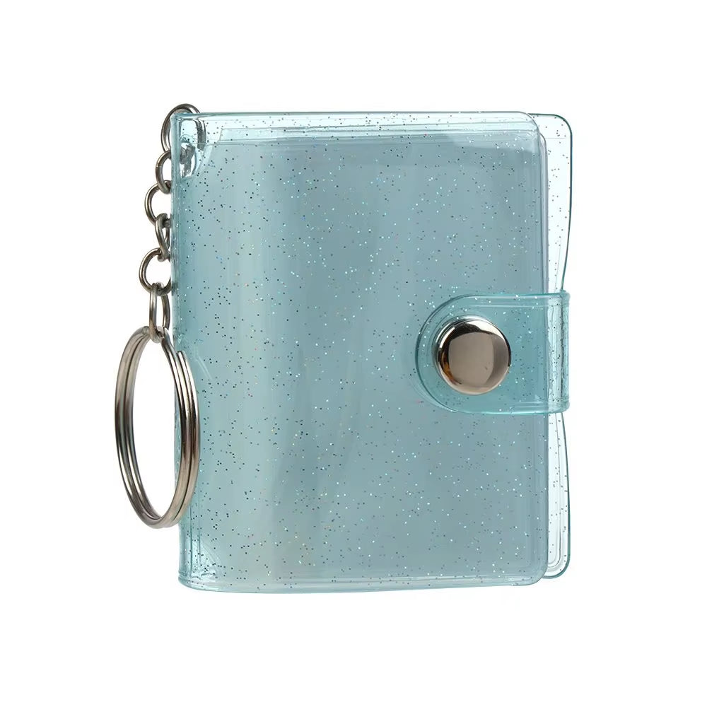New 1/2-Inch Holder Pockets Photo Transparent DIY Mini Photo Album Keychain Portable Certificate Photo Storage Portable Key Ring