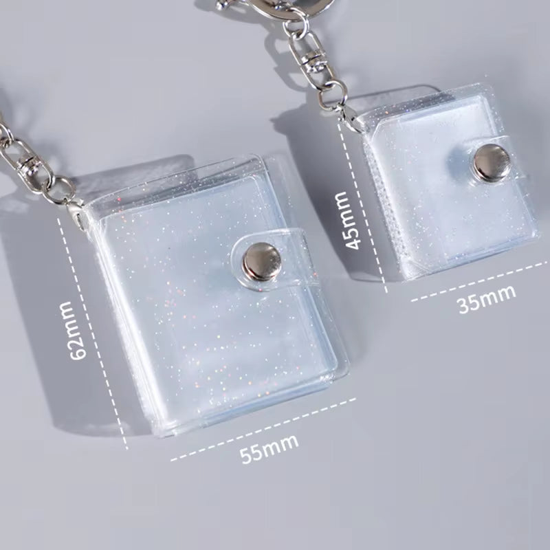 New 1/2-Inch Holder Pockets Photo Transparent DIY Mini Photo Album Keychain Portable Certificate Photo Storage Portable Key Ring