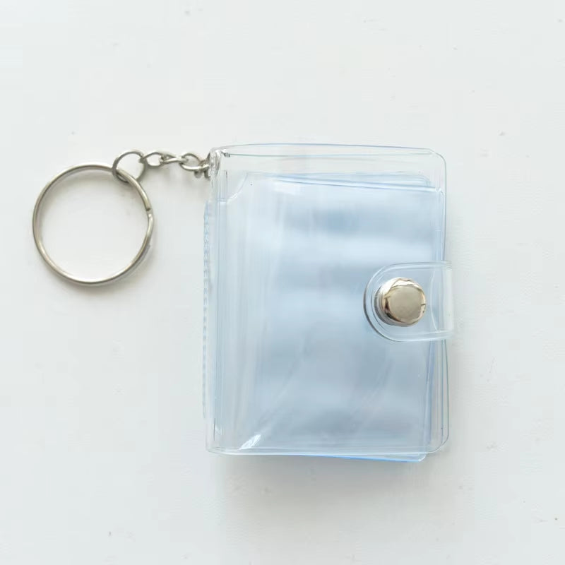 New 1/2-Inch Holder Pockets Photo Transparent DIY Mini Photo Album Keychain Portable Certificate Photo Storage Portable Key Ring