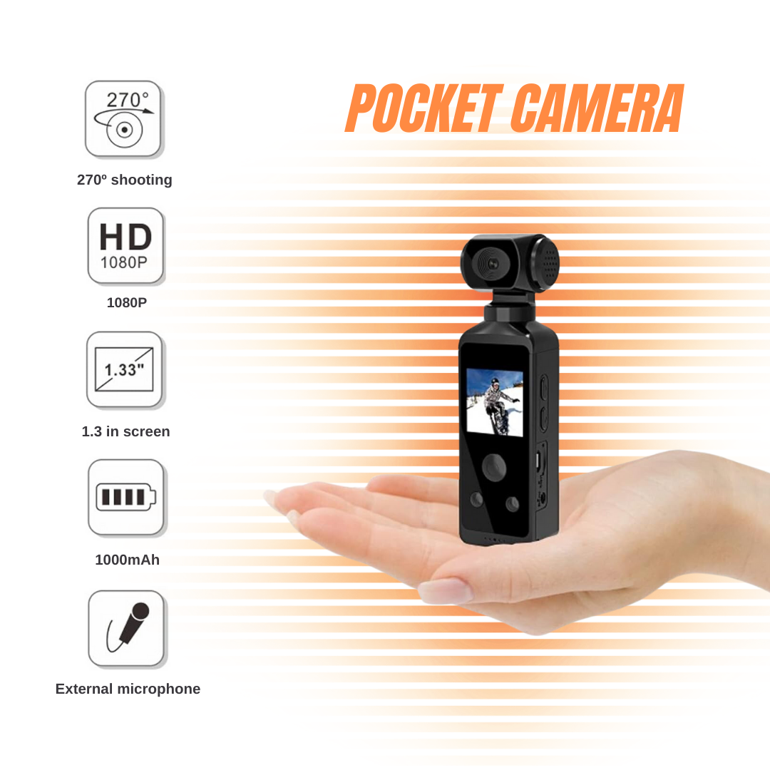 New 4K 1080P Pocket Camcorder HD Cam 1.3" LCD Screen 270° Rotatable Wifi Mini Sports Camera with Waterproof Case Motion Cameras