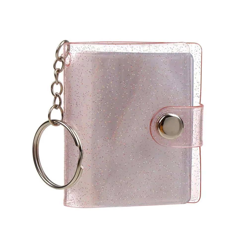 New 1/2-Inch Holder Pockets Photo Transparent DIY Mini Photo Album Keychain Portable Certificate Photo Storage Portable Key Ring