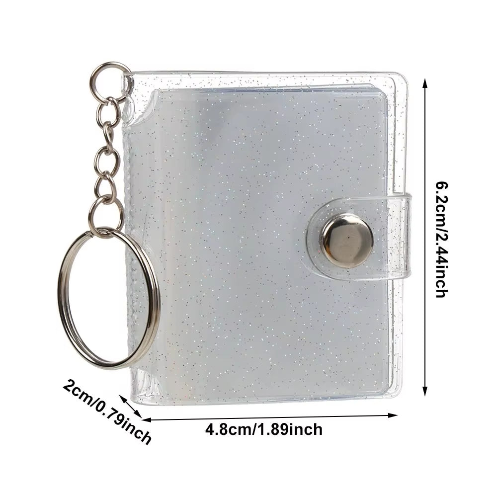 New 1/2-Inch Holder Pockets Photo Transparent DIY Mini Photo Album Keychain Portable Certificate Photo Storage Portable Key Ring