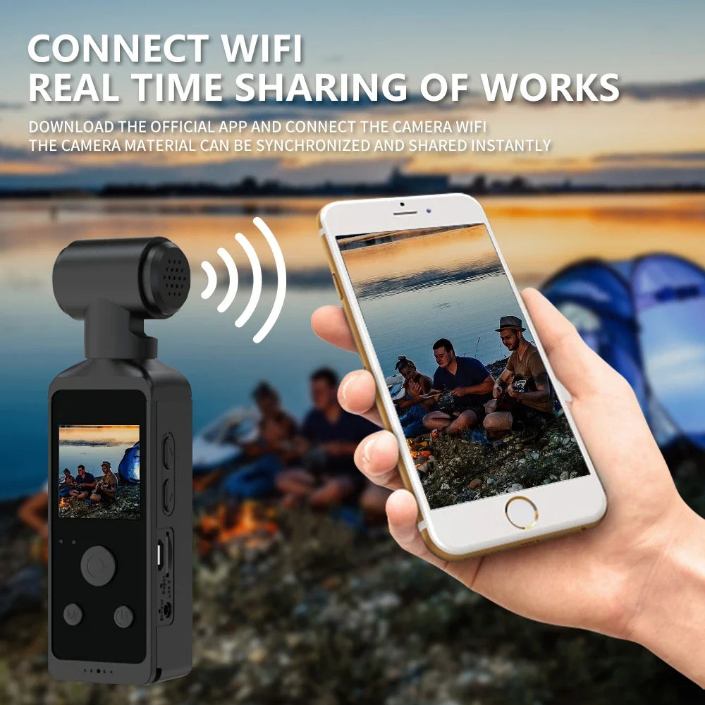 New 4K 1080P Pocket Camcorder HD Cam 1.3" LCD Screen 270° Rotatable Wifi Mini Sports Camera with Waterproof Case Motion Cameras